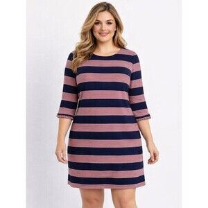 Talbots Plus Shift Dress Size 16 Sheath Striped Knit Heavyweight
